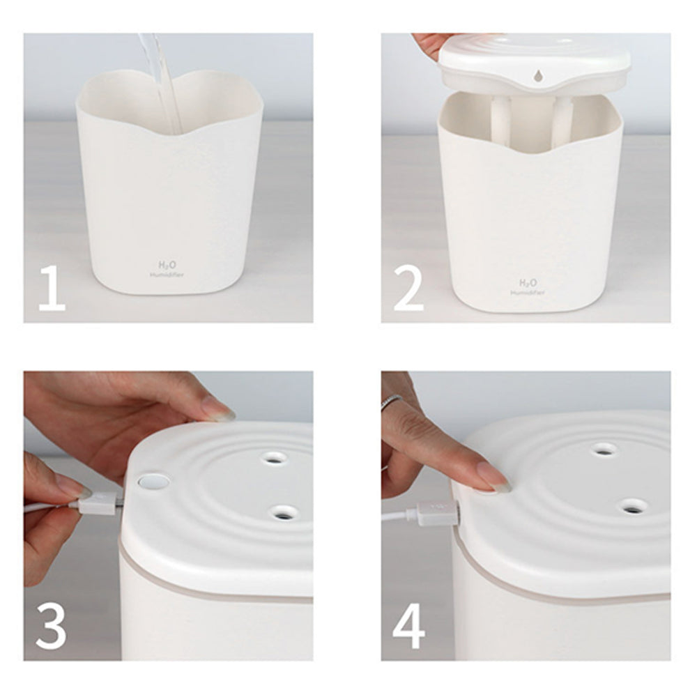2L Household Air Humidifier Diffuser Ultrasonic Cool Mist Steam Purifier White