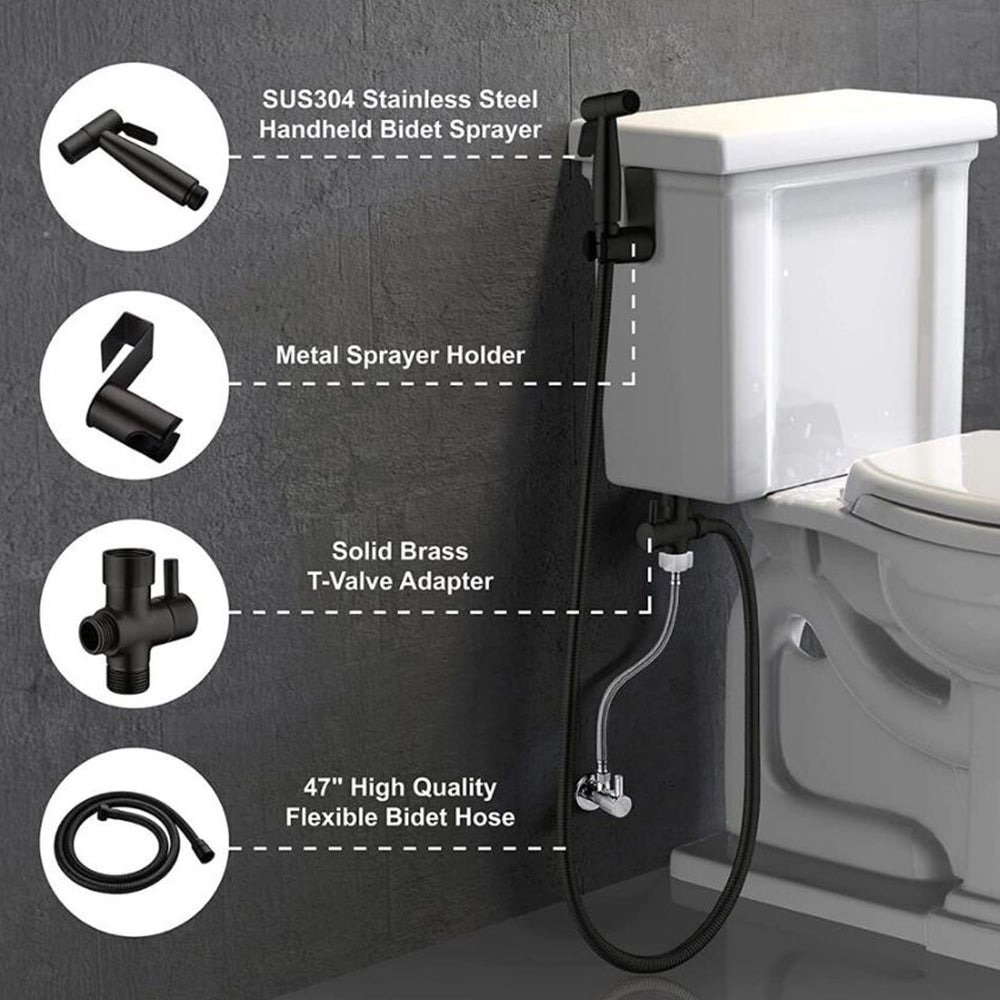 Handheld Bidet Sprayer Kit Toilet Spray Shattaf with Shower Head Hose Diverter