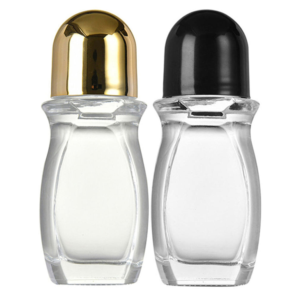 2Pcs 50ml Glass Empty Roller Bottle Perfume Massage Roll Ball Clear Bottle