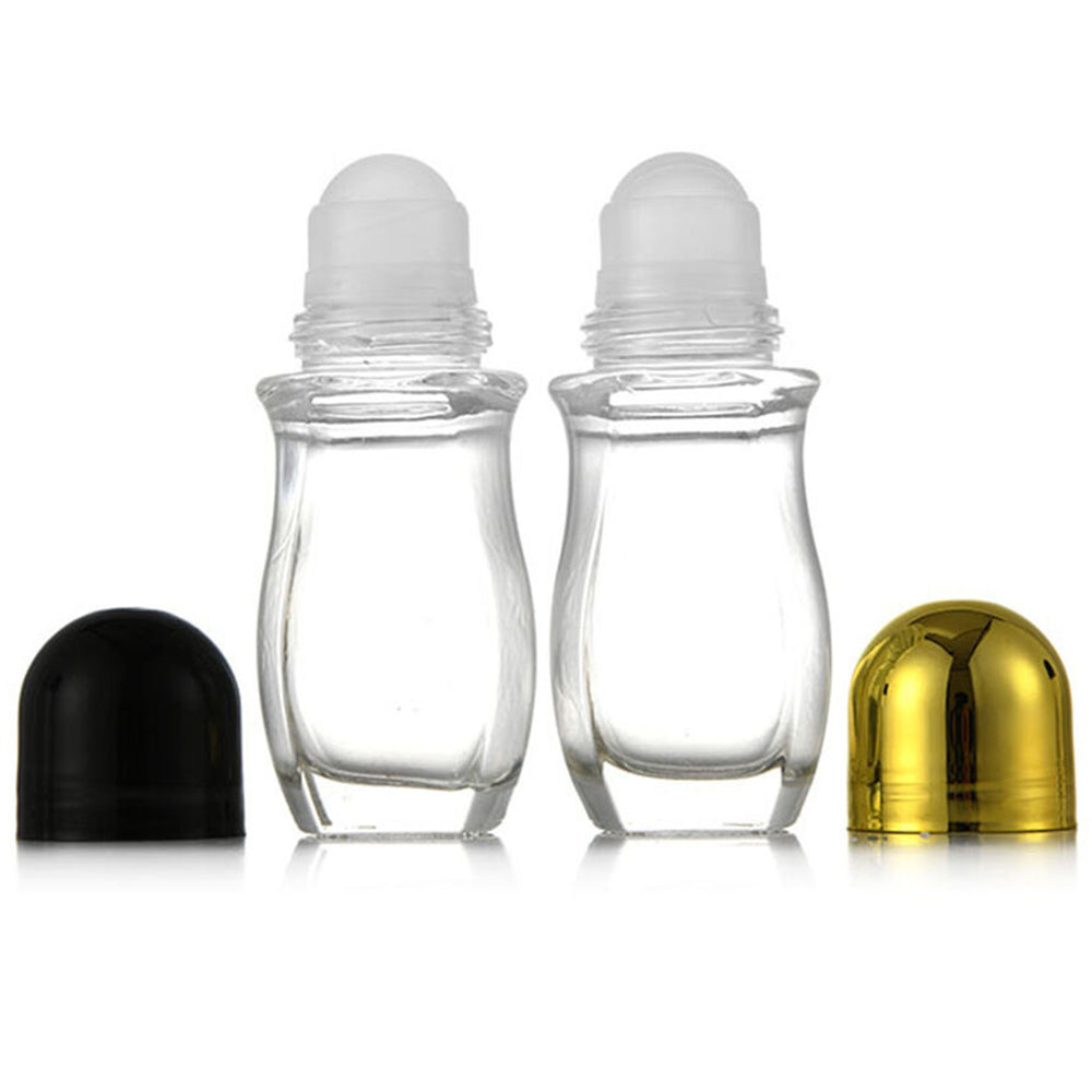 2Pcs 30ml Glass Empty Roller Bottle Perfume Massage Roll Ball Clear Bottle