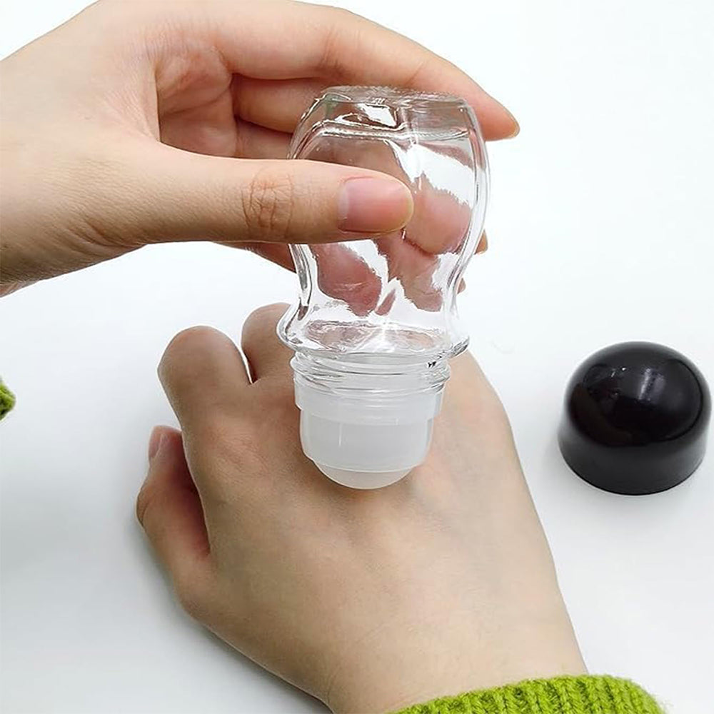 2Pcs 30ml Glass Empty Roller Bottle Perfume Massage Roll Ball Clear Bottle