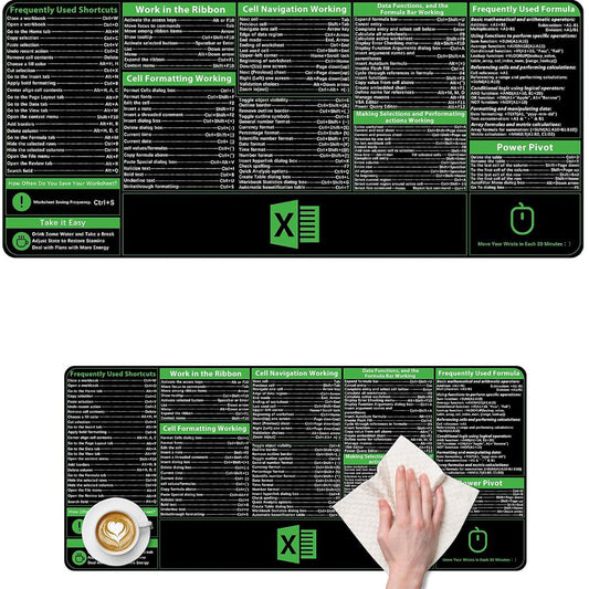 30x80cm Excel Shortcuts Keys Mouse Pad Keyboard Mat Desk Giant Sheet Pad