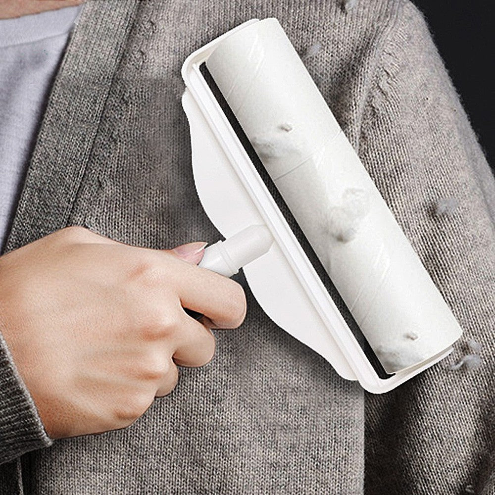 White 24cm Wide Lint Roller Hair Cleaning Sticky Roller with 3 Detachable Poles