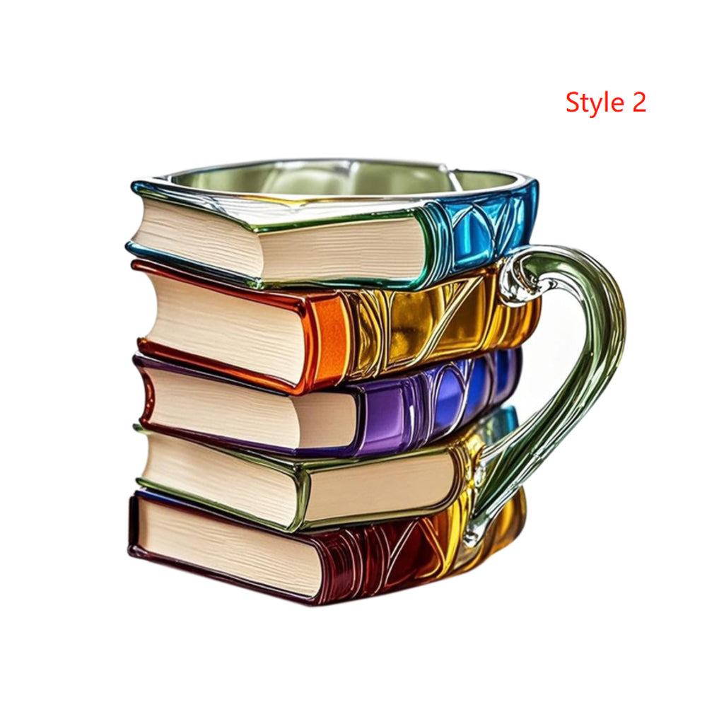 300ml Painted Book Mug Novelty Glass Coffee Cup for for Book Lover