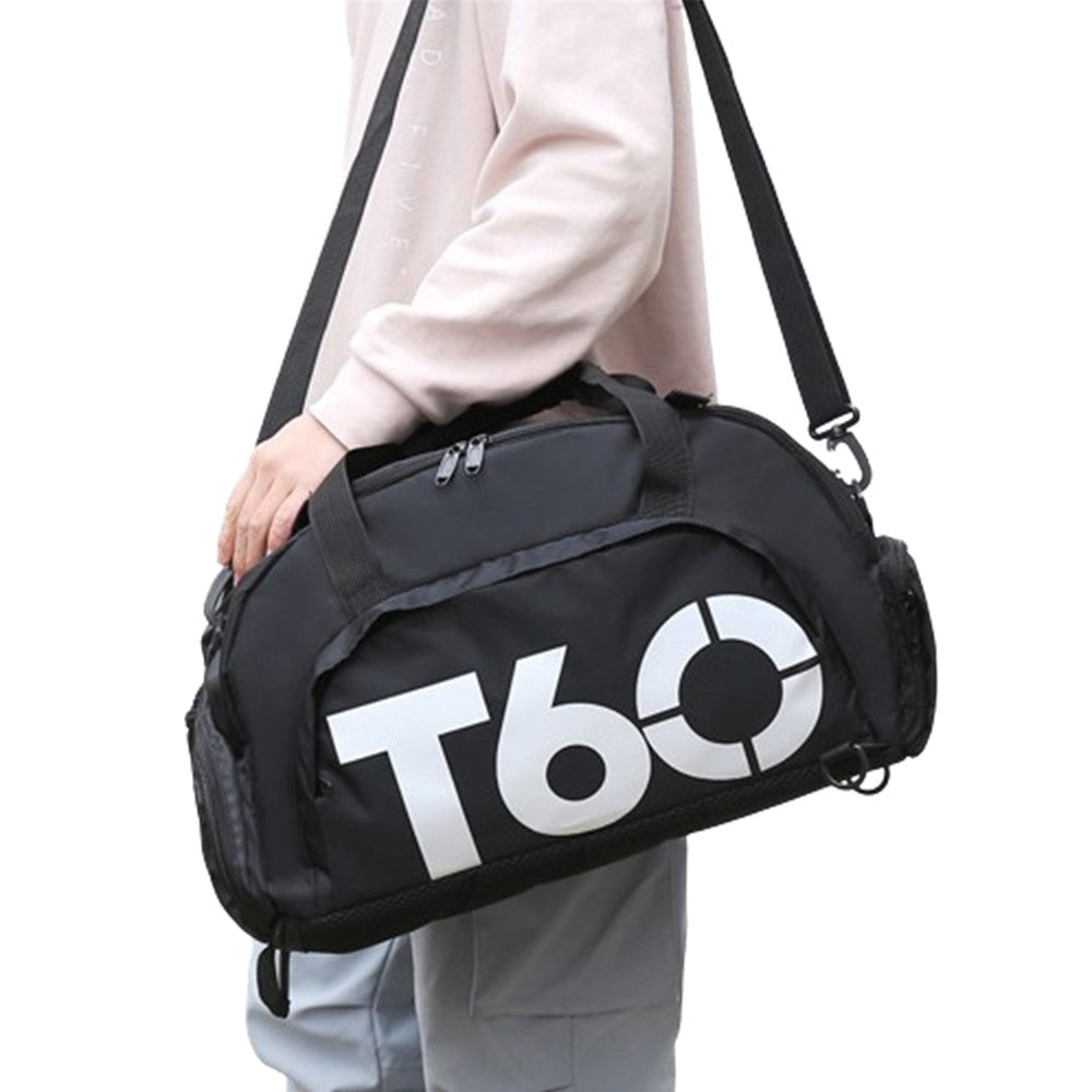 Water Resistant Travel Duffel Bag Gym Bag with Shoe Compartment - Black