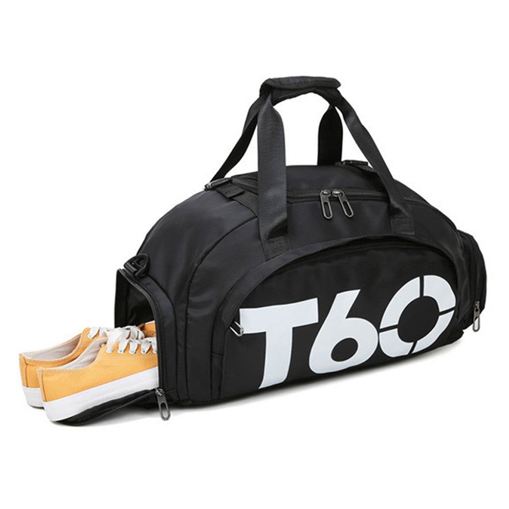 Water Resistant Travel Duffel Bag Gym Bag with Shoe Compartment - Black