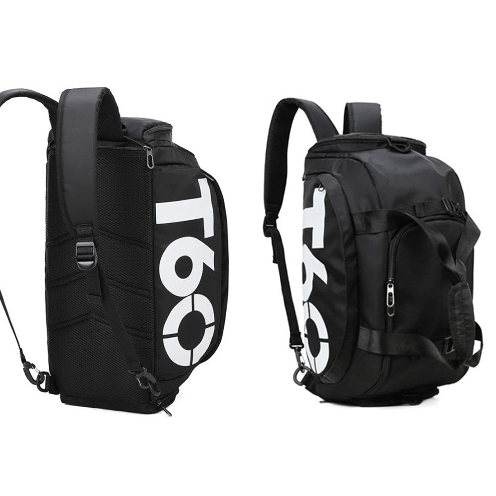 Water Resistant Travel Duffel Bag Gym Bag with Shoe Compartment - Black