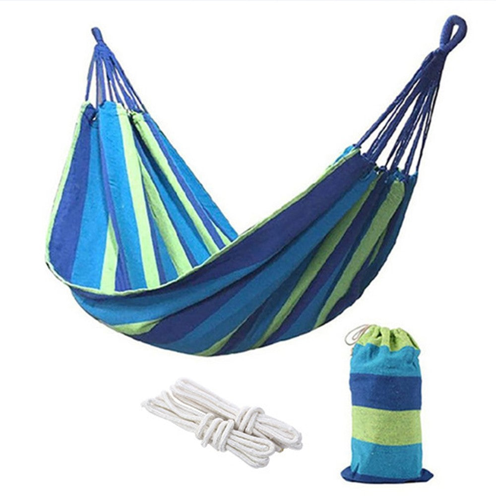 185x80cm Outdoor Blue Striped Hammock