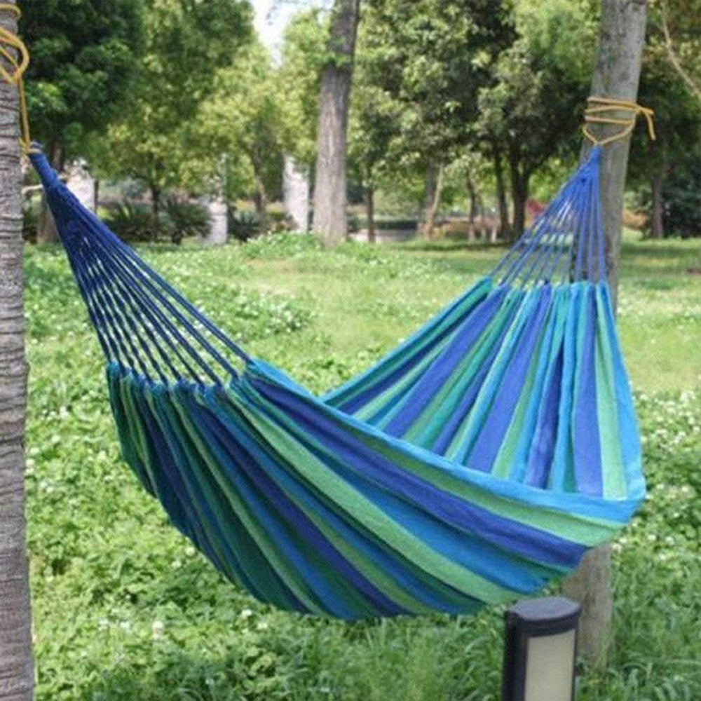 185x80cm Outdoor Blue Striped Hammock