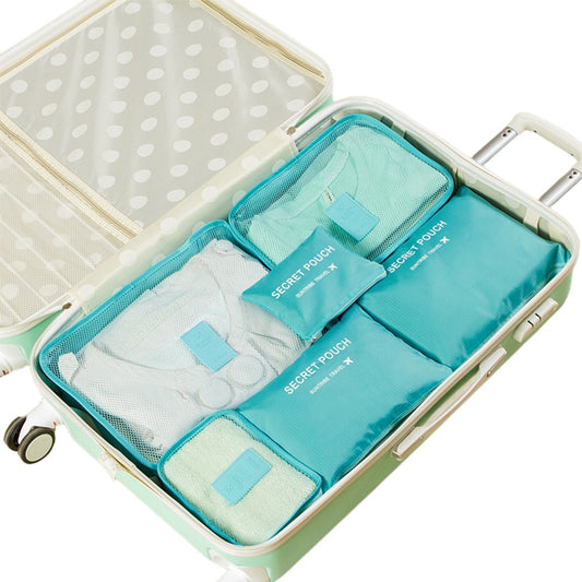 Set of 6Pcs Travel Storage Bags Clothes Pouch Luggage Organizer - Blue