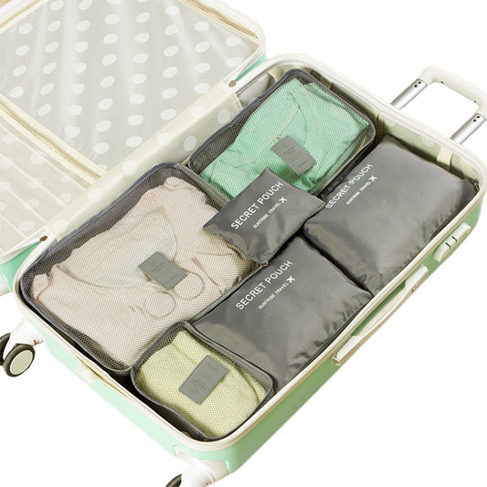 Set of 6Pcs Travel Storage Bags Clothes Pouch Luggage Organizer - Grey