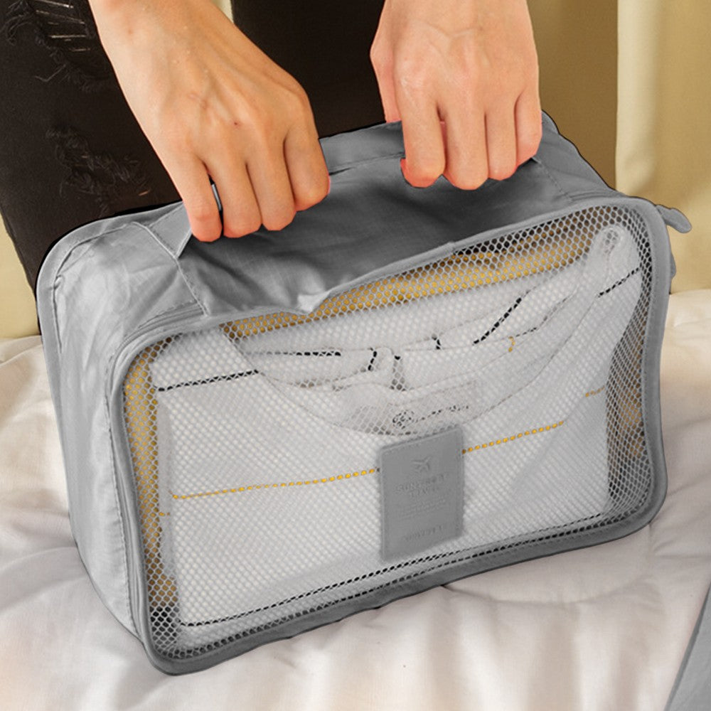 Set of 6Pcs Travel Storage Bags Clothes Pouch Luggage Organizer - Grey