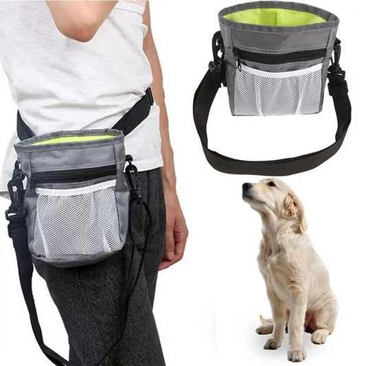 Outdoor Pet Treat Bag Drawstring Waist Bag Hands Free Pet Training Pouch - Grey