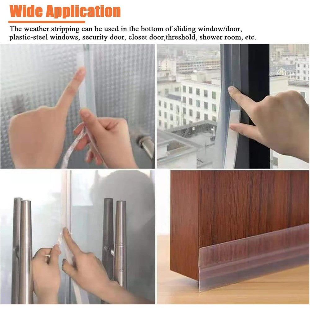 35mm Silicone Weather Stripping Door Seal Strip Door Draft Stopper - Translucent