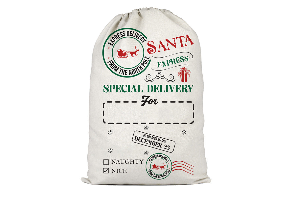 2Pcs Christmas Gift Canvas Bags Santa Sacks Drawstring Christmas