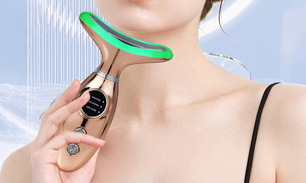 4-in-1 Facial and Neck Beauty Device for Cleansing Massage and Light Therapy