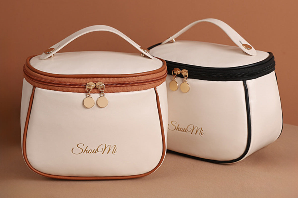 Large Capacity Waterproof PU Travel Makeup Bag Cosmetic Organizer with Brush Holder