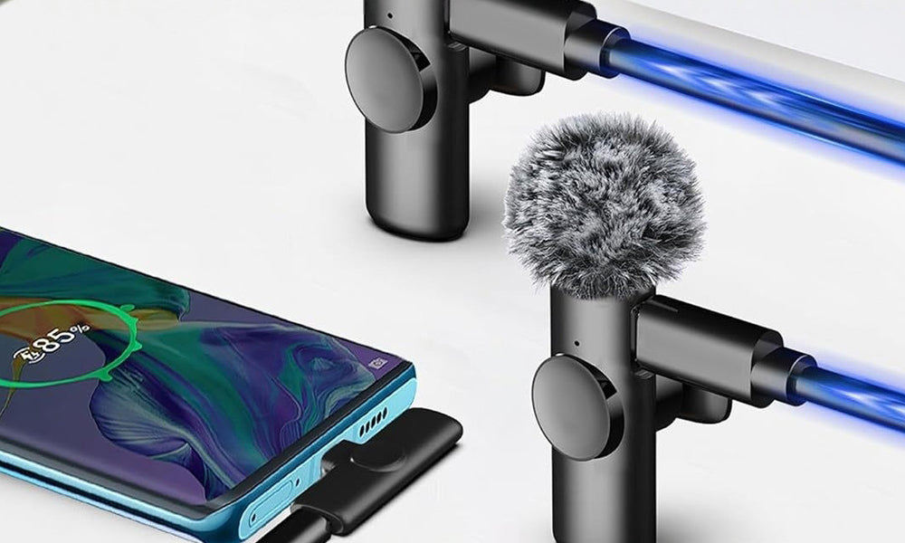 2-in-1 Wireless Lavalier Microphone Set for iPhone and Android Clip-On Plug and Play Mic for Vlog Interview Live Streaming