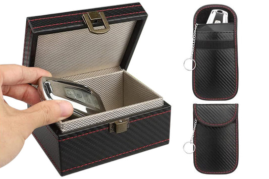 RFID Blocking Box and 2Pcs Car Key Bags Set Anti Theft RFID Security Kit