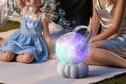 Electric Bubble Machine with RGB LED Light Party Birthday Toy for Kids