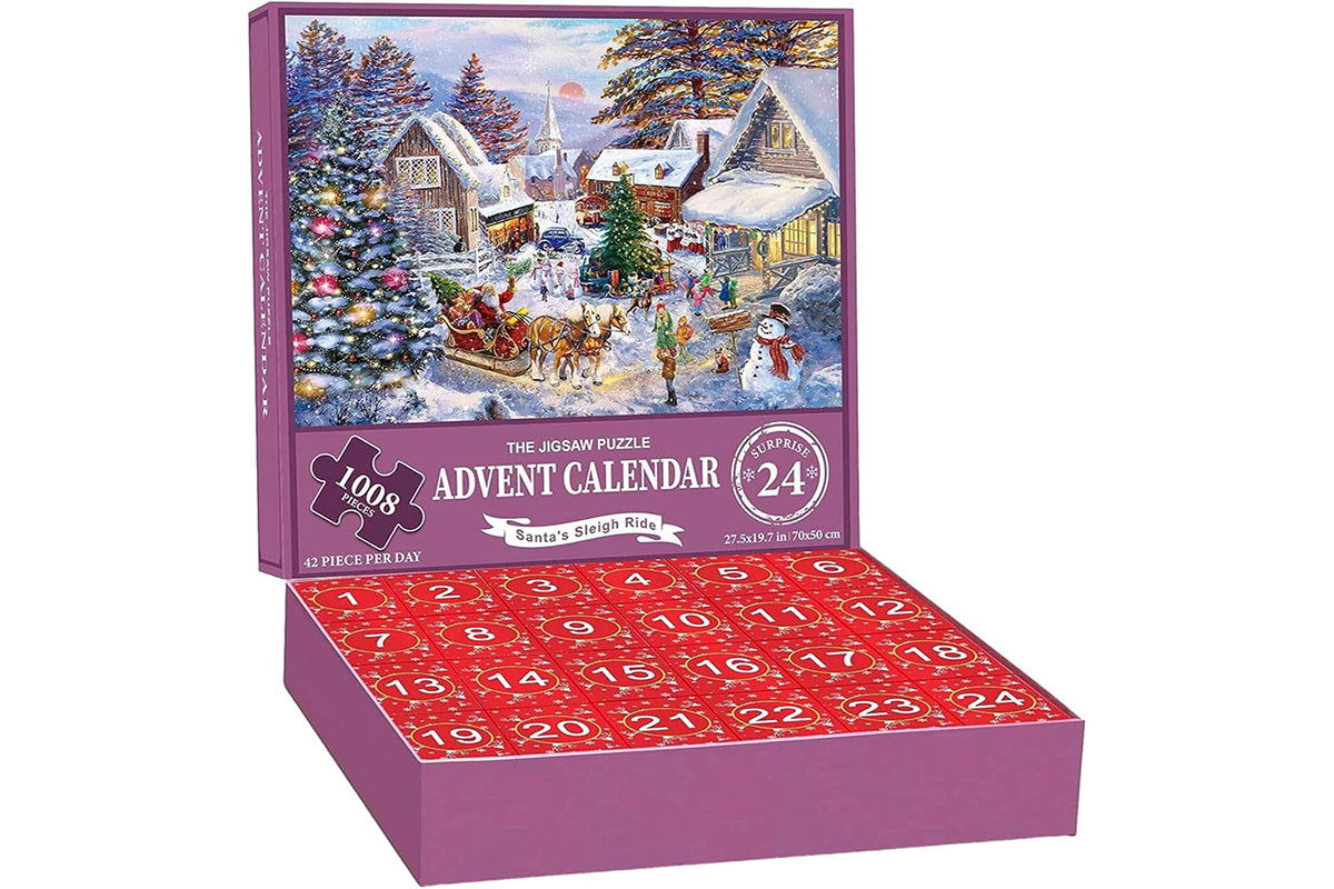 24 Days Christmas Advent Calendar 1008 Pcs Jigsaw Puzzles Countdown Calendar Blind Box