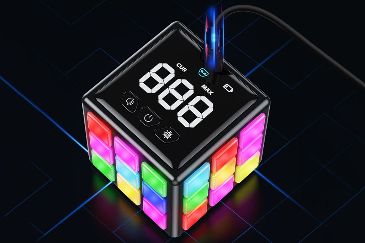 Rechargeable Game Handheld Cube 15 Fun Brain and Memory Games with Score Screen for Kids Teens