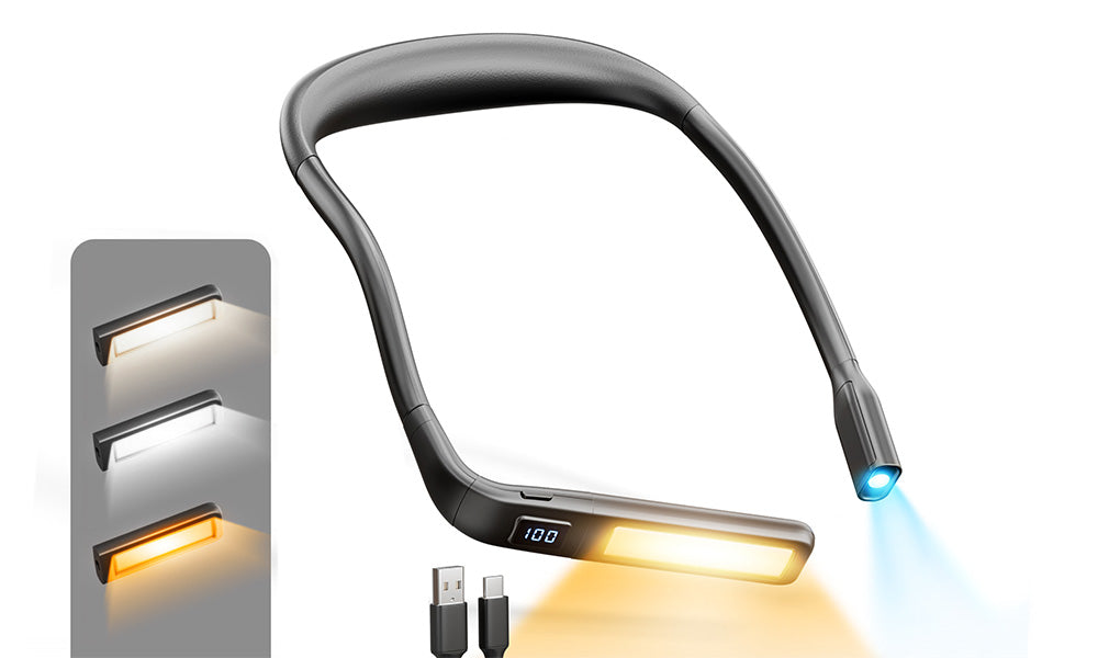 LED Neck Reading Light Desktop Hanging 2 in 1 USB Charging with Battery Display