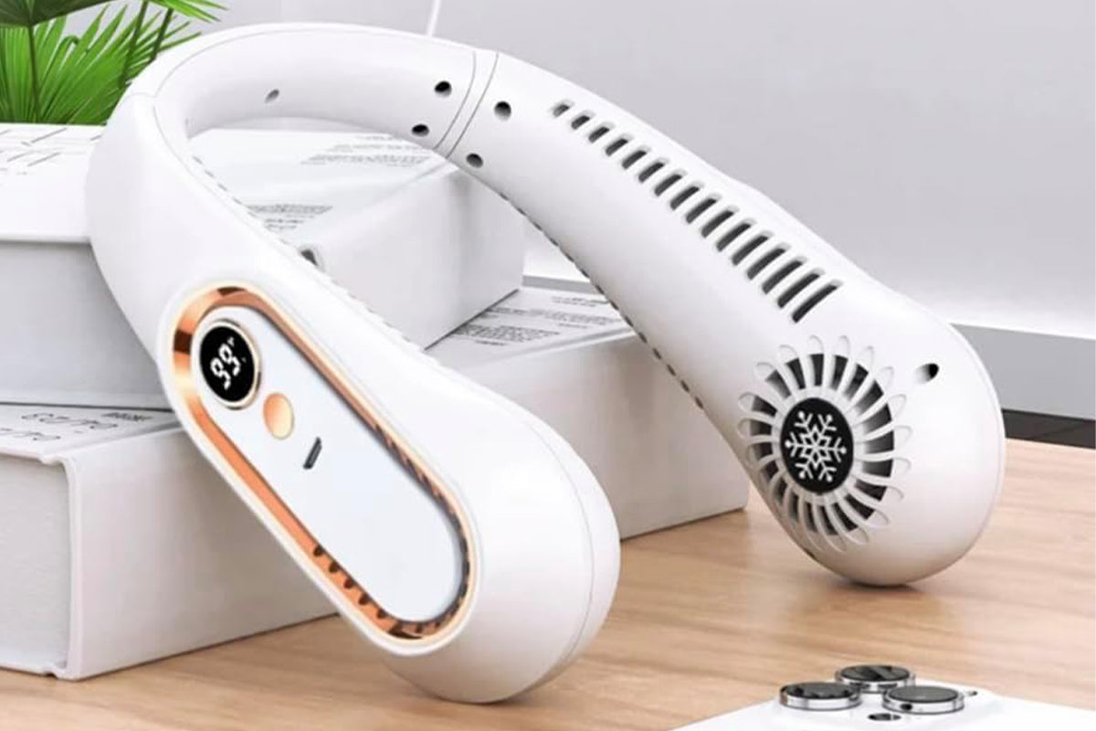 Portable 5 Speed Neck Fan Bladeless Digital Display Neck Air Cooling Fan for Home Travel