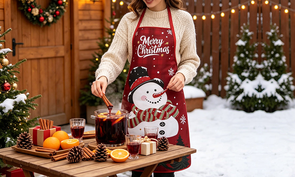 4 PCS Creative Christmas Apron Set for Cooking Parties and Decor