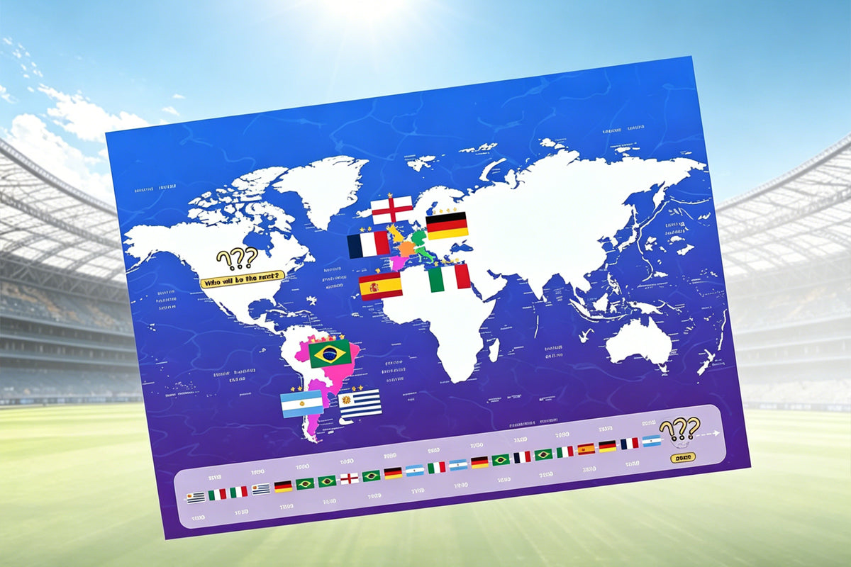 World Cup 2026 Soccer Poster with 600 Team Stickers Match Schedule Chart for Fans