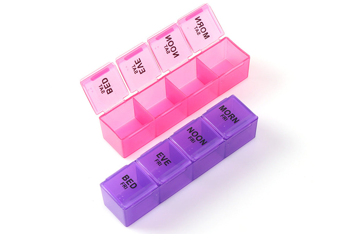 Weekly Pill Organizer Individual Medicine Containers for Vitamins Supplements