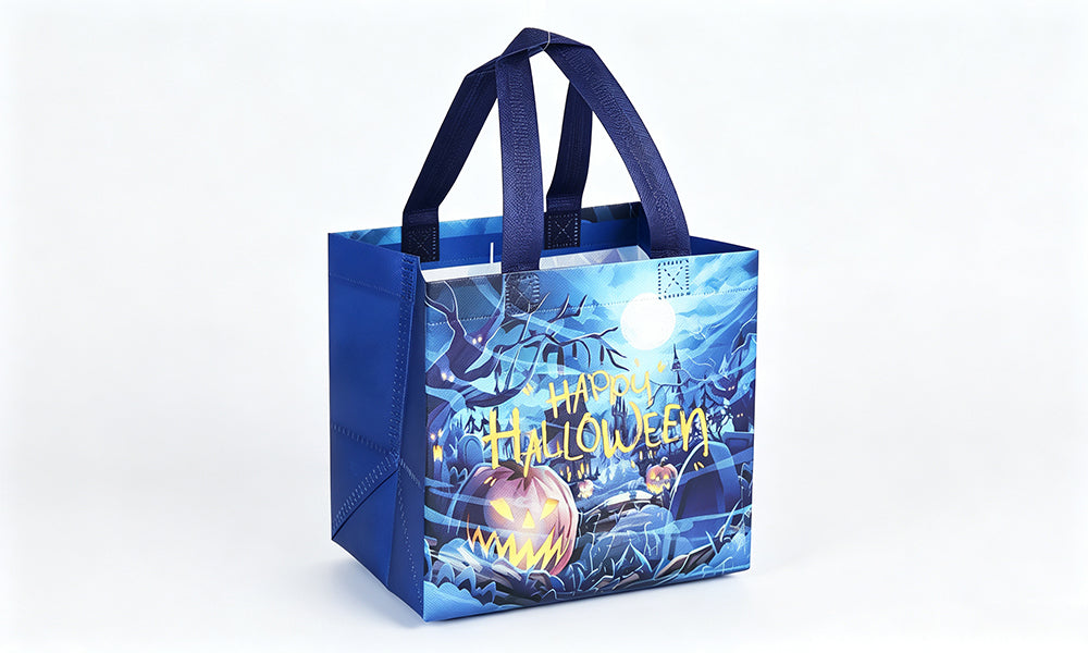 7 PCS Nonwoven Halloween Tote Bags with Double Sided Printed Designs