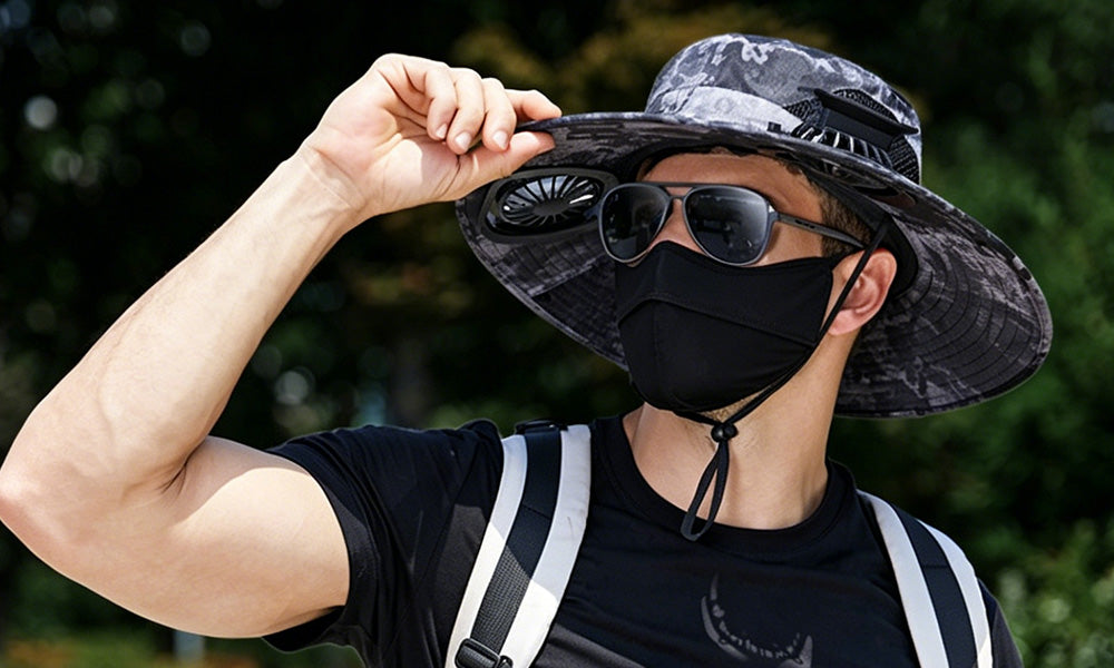 Solar Fan Hat Wide Brim Sun Hat with Cooling Fan for Outdoor Use