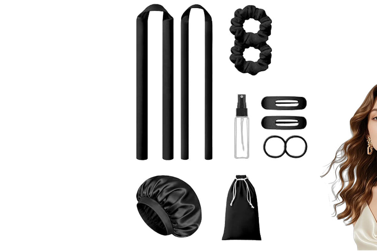 Heatless Curls Overnight 2 Sizes of Soft Hair Rollers with Scrunchies and Clips