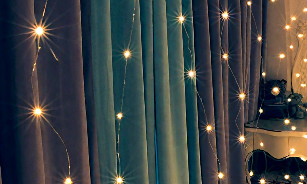 LED Copper Wire Solar Curtain String Lights for Outdoor and Indoor Use