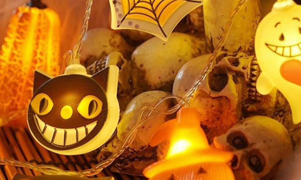 USB Halloween Ghost LED String Lights 4 Point 5m 30 Bulbs Decoration