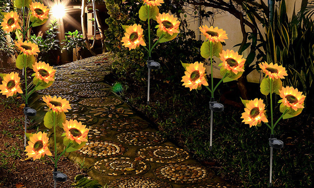Solar Outdoor Garden Lights Sunflower and House Decorative Light