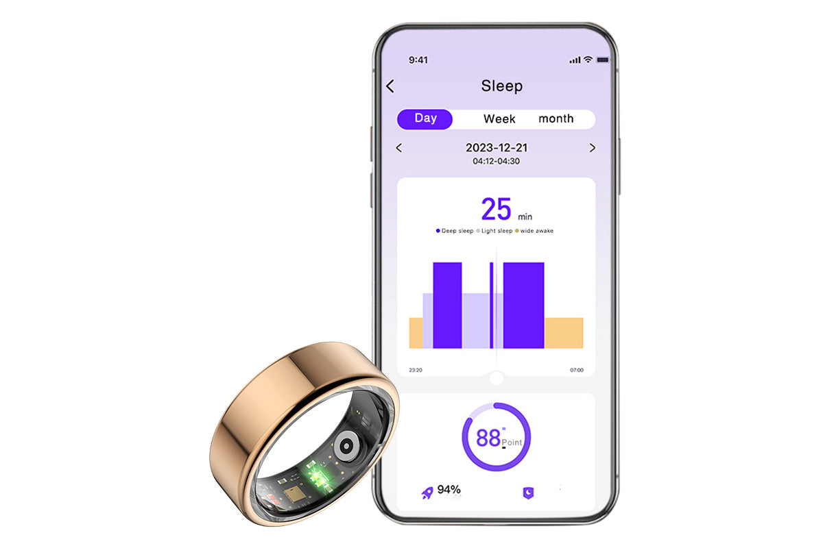 Smart Health Ring with Charging Case Sleep Tracking Waterproof
