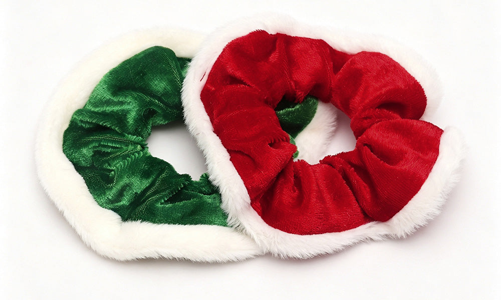 4 PCS Soft Polyester Christmas Ponytail Hair Ties in Red Green White