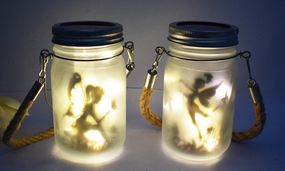 2Pcs Solar Fairy Jars Outdoor Garden Decorative Lights