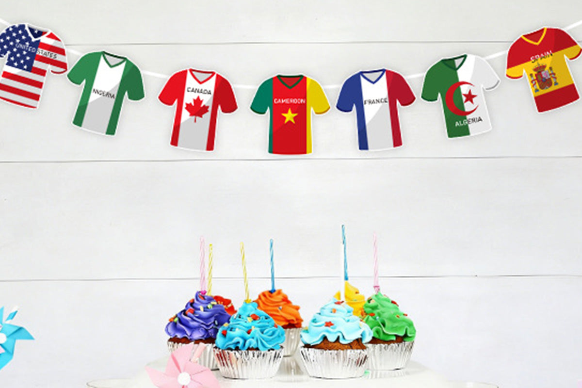 49 Pcs World Cup Party Bunting Soccer Jersey Flag Pennant Banner for Sports Theme Decor