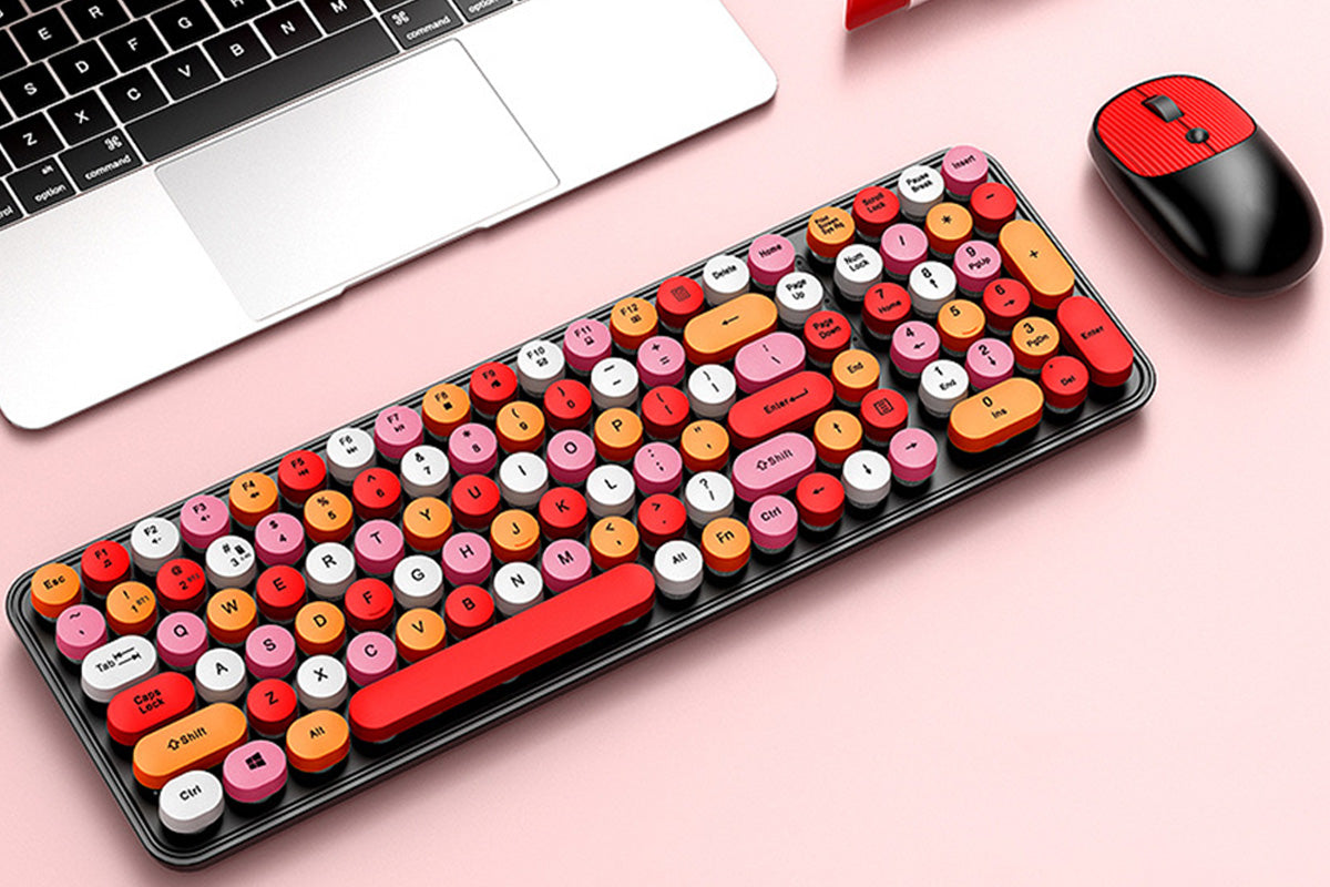 2.4GHz Wireless Keyboard And Mouse Combo With Round Key Caps