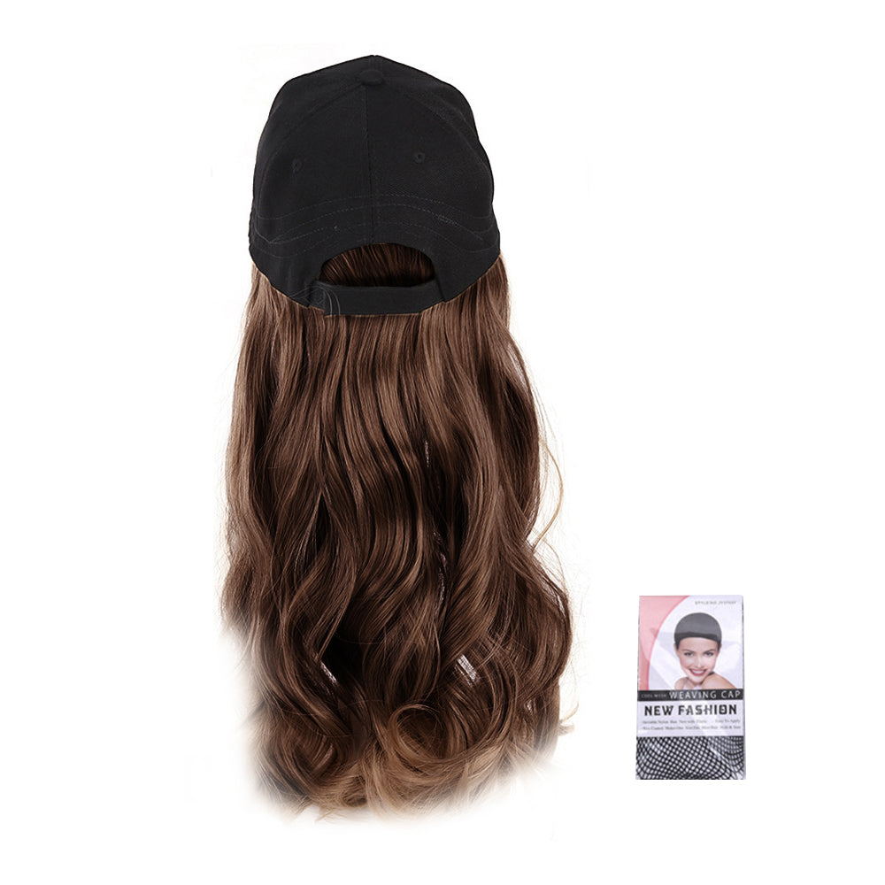 Curly Long Wig Baseball Cap Adjustable Sun Visor Hat for Women Girls