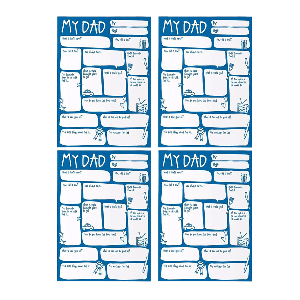 4Pcs DIY Family Questions and Answer Interview Card Greeting Card to Daddy