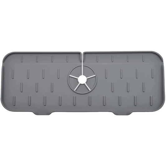 1Pc Kitchen Sink Splash Guard Silicone Faucet Water Splash Catcher Mat - Grey