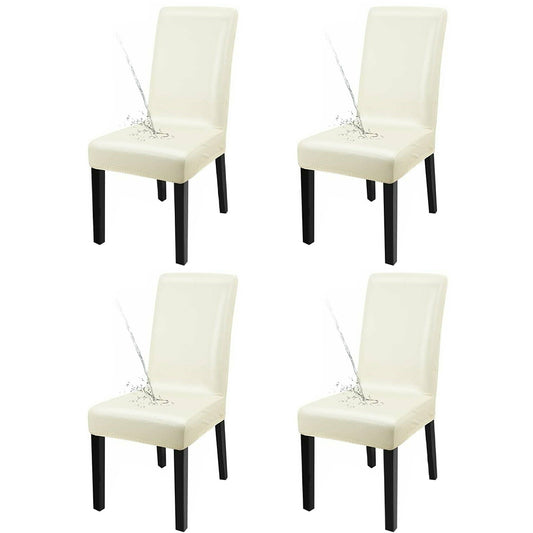 4X PU Leather Dining Chair Cover Waterproof Oilproof Chair Protector Beige