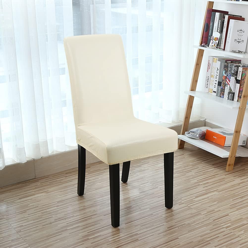 4X PU Leather Dining Chair Cover Waterproof Oilproof Chair Protector Beige