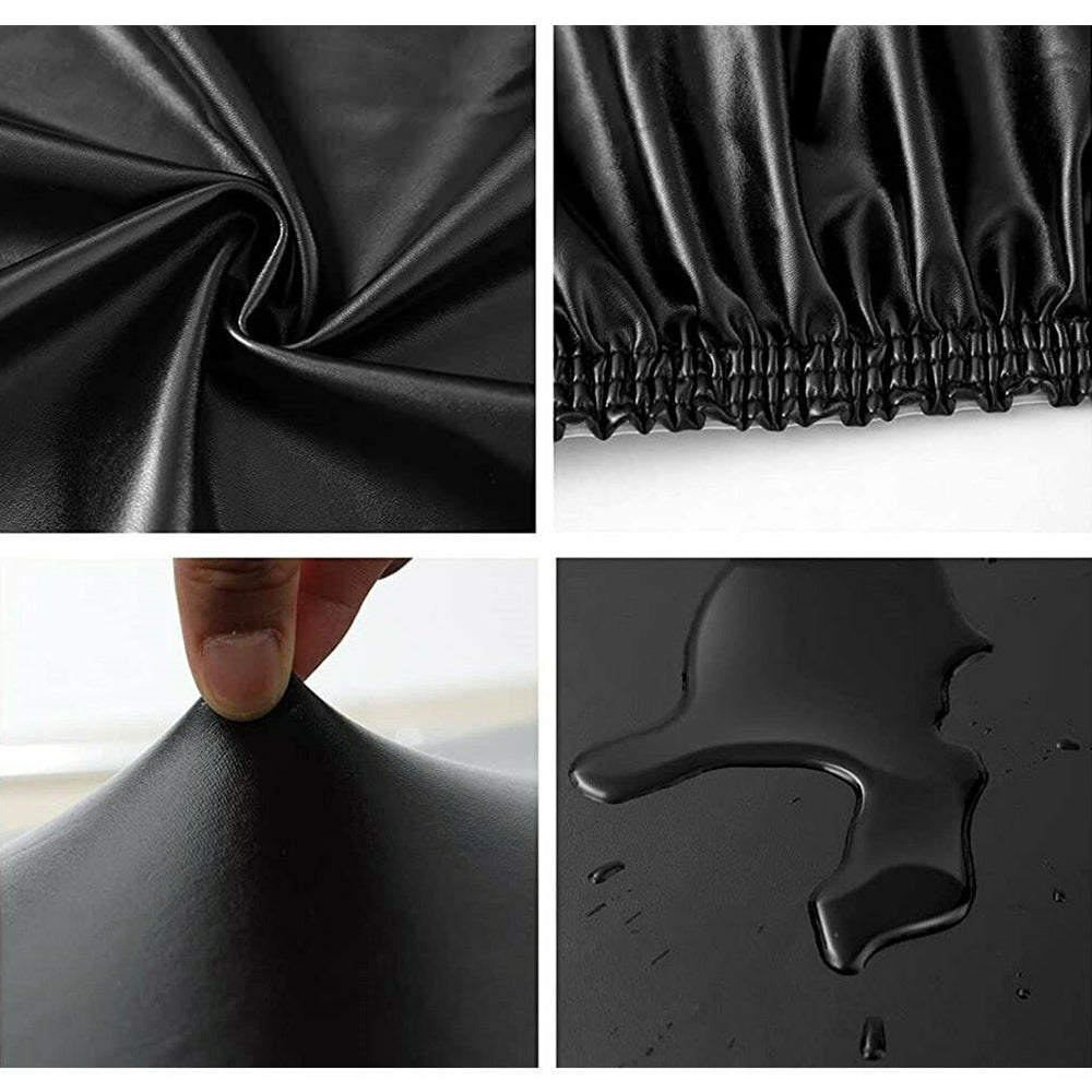 4X PU Leather Dining Chair Cover Waterproof Oilproof Chair Protector Black