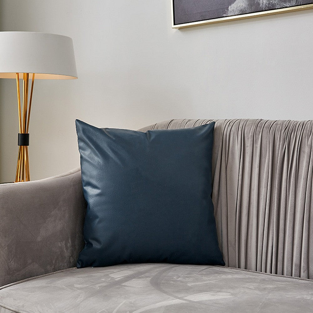1Pc 45x45cm PU Leather Pillow Case Sofa Cushion Cover - Blue