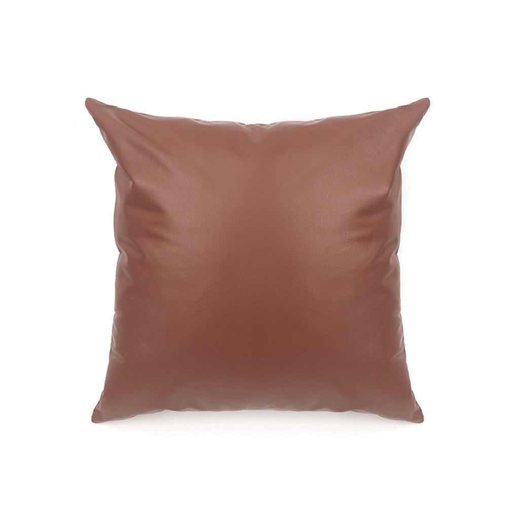 1Pc 45x45cm PU Leather Pillow Case Sofa Cushion Cover - Coffee